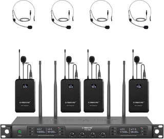 Phenyx Pro Sistema de micrófono inalámbrico de 4 canales, set de mi...