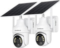 SEHMUA - Cámaras de seguridad solares 2K para exteriores, Blanco, Paquete de 2 cámaras WiFi