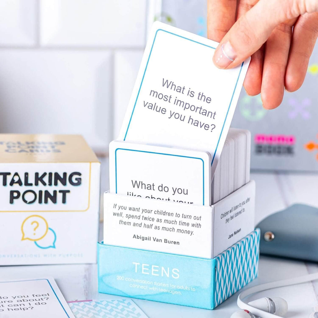 TALKING POINT CARDS Paquete para niños y adolescentes: 400 iniciadores de conversación que provocan el pensamiento - 2 paquetes: niños + adolescentes