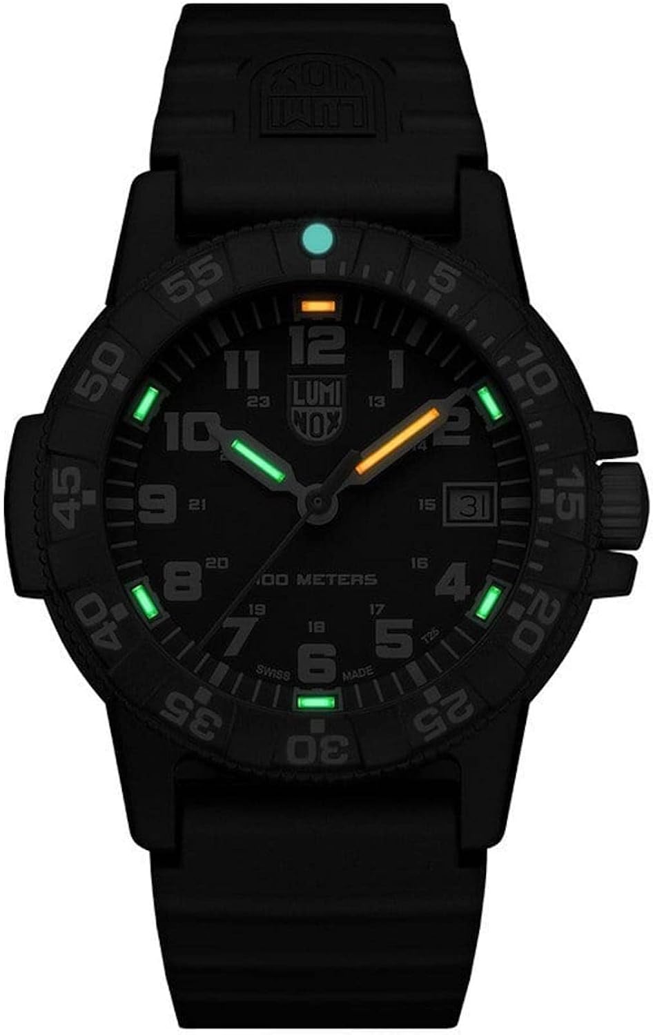 Luminox Leatherback SEA Turtle XS.0301.L Reloj para hombre 1.535 in - Reloj militar en negro función fecha 328.1 ft resistente al agua, Negro -, Correa