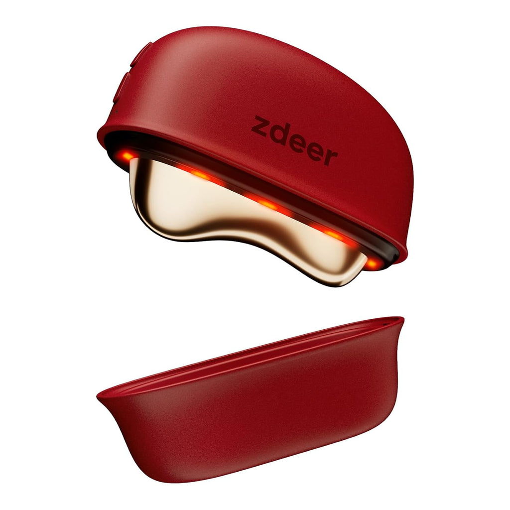 GS5 Herramienta de Gua Sha Eléctrica Calentada, Masajeador Facial con Luz Roja, Rojo