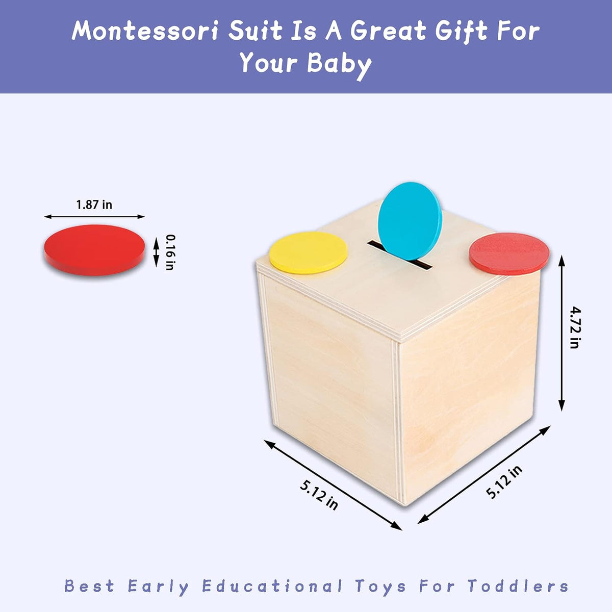 Adena Montessori Kit de Juego de Madera 4 en 1 para Bebés de 6-12 Meses