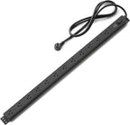 Amazon Basics Regleta protectora de sobretensiones, 12 tomas, resistente, metal, 600 julios, cable de extensión de 6 pies, amplio espaciado, montable, negro