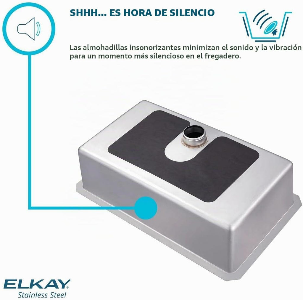 Elkay Crosstown Fregadero Undermount de Acero Inoxidable 16 Gauge 32-1/2" x 18" x 10" Tazón Único con Kit de Grifo