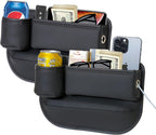 Organizador anticaídas para asiento de automóvil, organizador de consola de cuero de alta calidad, fácil acceso al teléfono/llaves, ajuste universal para automóvil, SUV, camión, organizador esencial multiusos (2 unidades)