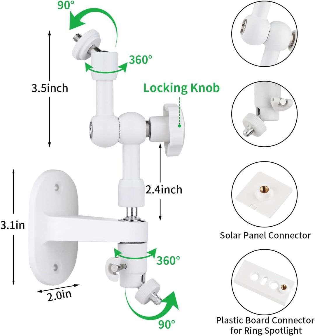 Soporte de pared 2 en 1 para panel solar de anillo batería