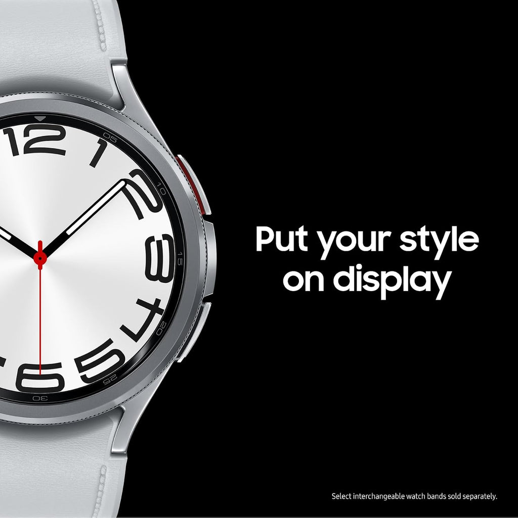 Samsung Galaxy Watch 6 Bespoke Edition - Reloj inteligente con Bluetooth exclusivo de 1.73 pulgadas, salud, fitness, sueño, rastreador de recursos humanos, batería mejorada, cristal de zafiro, versión estadounidense, correa plateada con hebilla D, azul