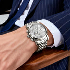 OLEVS Relojes para Hombres de Negocios de Acero Inoxidable, a Prueba de Agua, Estilo Casual Formal
