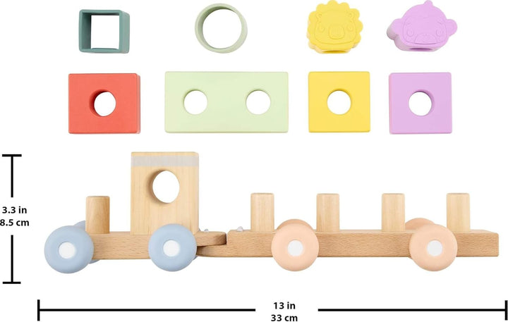 Fisher-Price Tren apilable de juguete de madera para bebé
