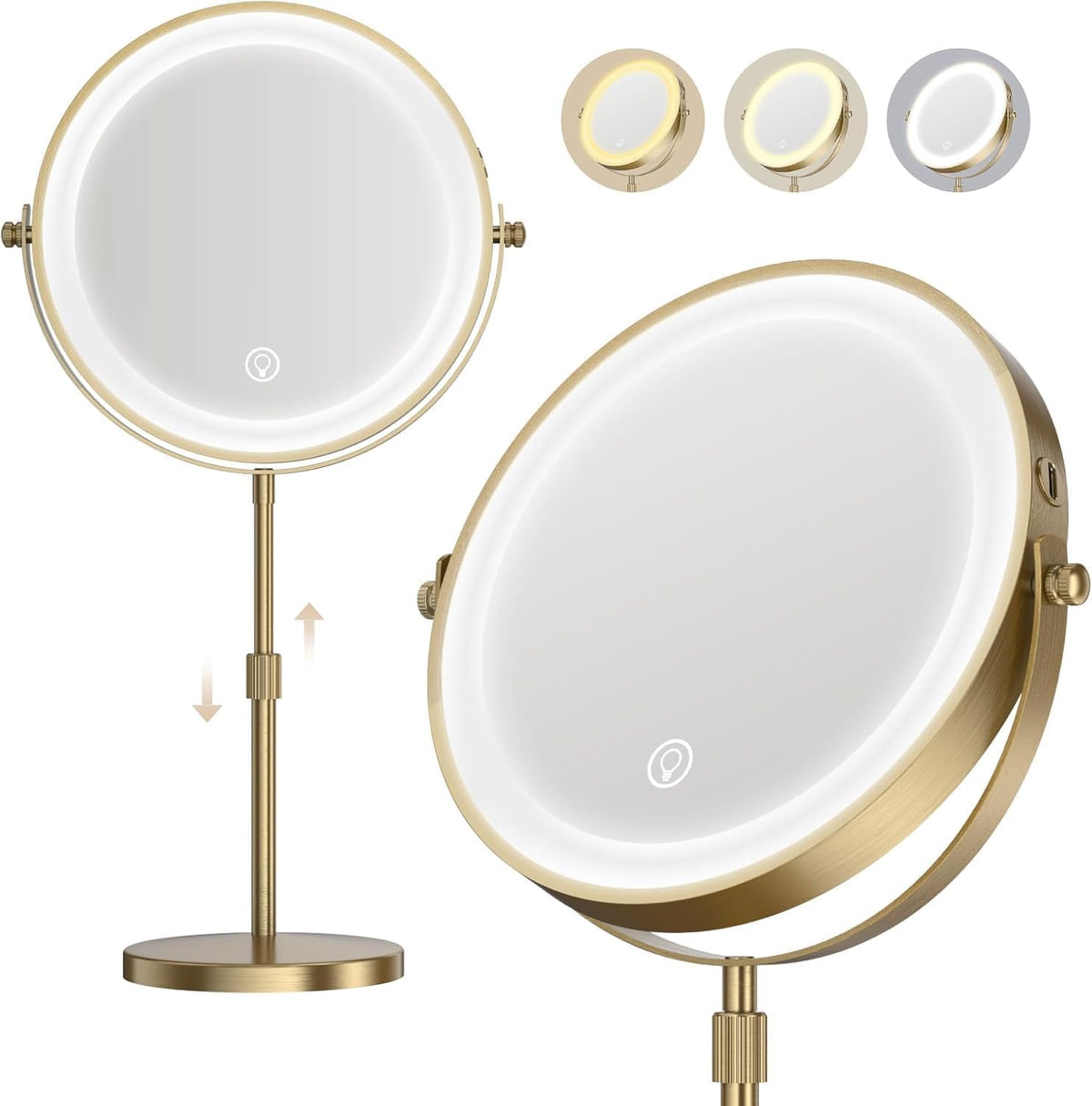 Dienmern Espejo de maquillaje, espejo de tocador recargable 1X/20X con