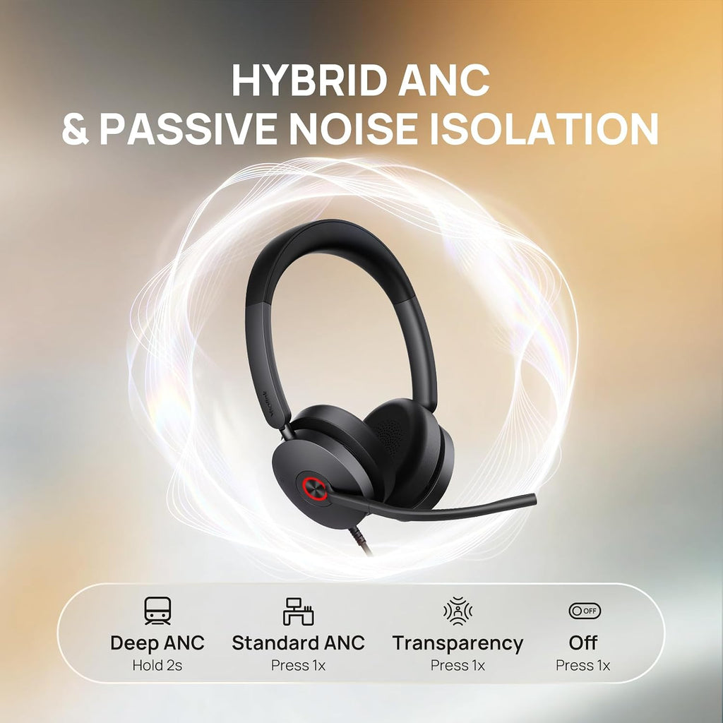 Yealink Auriculares con cable UH48 SE ANC, USB-C/A, controles en línea, 6