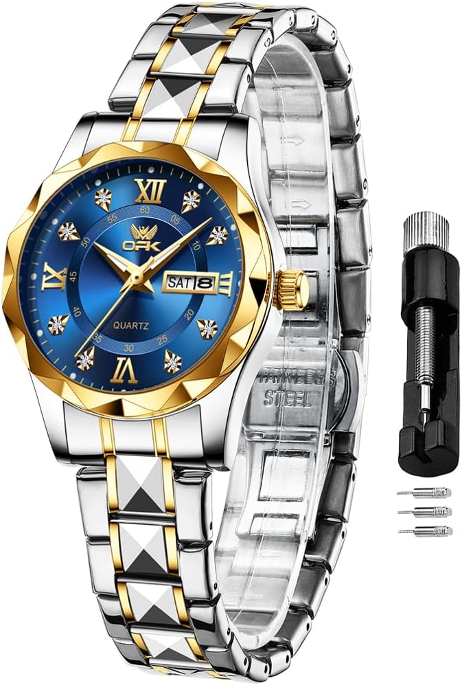 OPK Relojes para Mujer Estilo Business, Reloj Femenino con Correa de Acero Inoxidable, Reloj de Muñeca para Damas