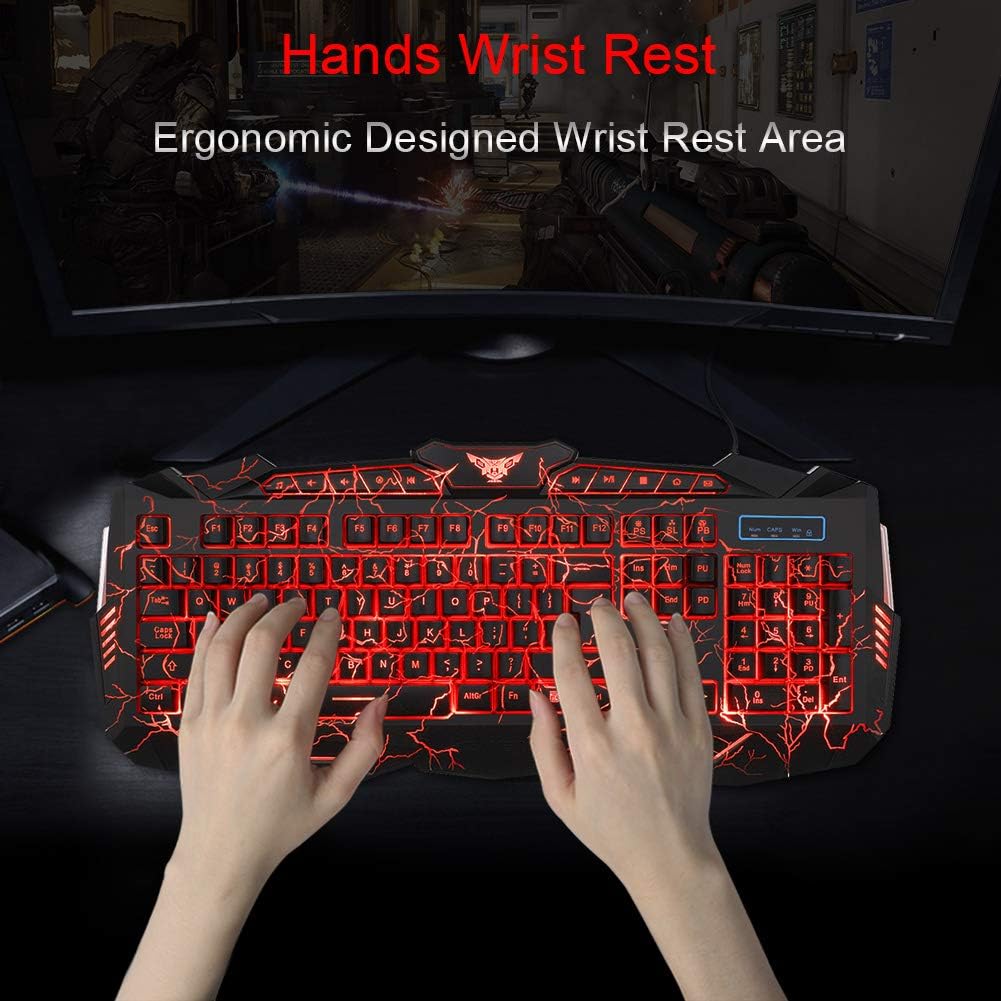 BlueFinger Combo de auriculares y teclado para juegos