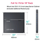 MT-VIKI Consola KVM para rack de 15,6 pulgadas con monitor/teclado/panel