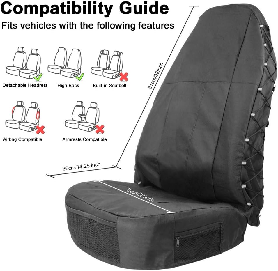 TIROL Fundas de asiento de lona resistentes para camiones