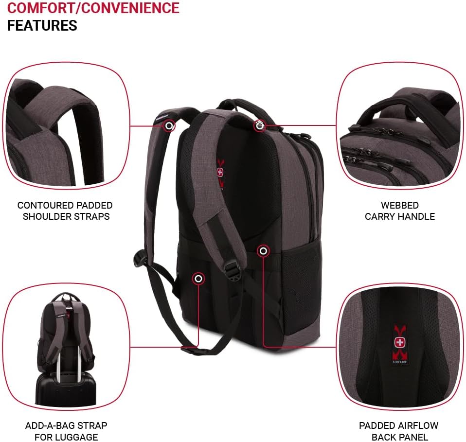 SwissGear Mochila para portátil 5668, Gris oscuro (Dark Grey Heathe...