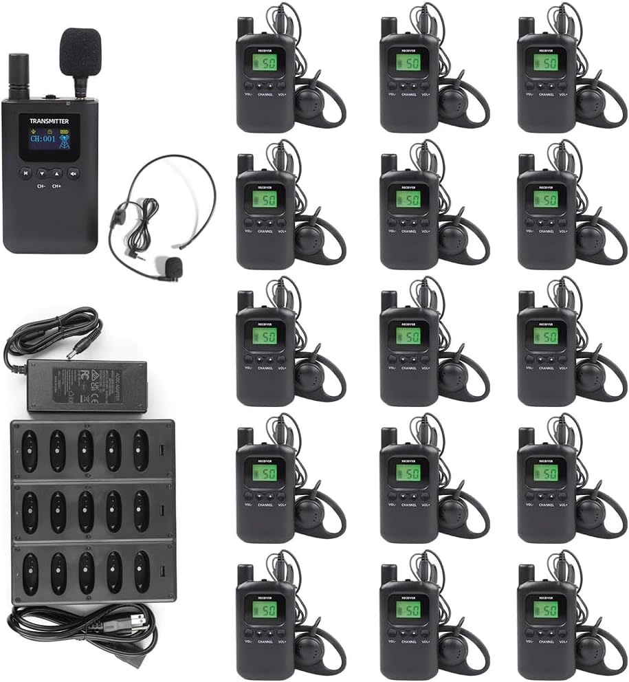AGJ Sistema inalámbrico de guía turístico, auriculares de guía turí...