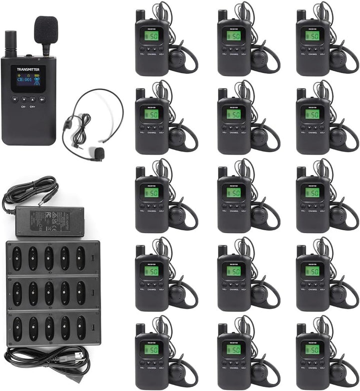 AGJ Sistema inalámbrico de guía turístico, auriculares de guía turí...