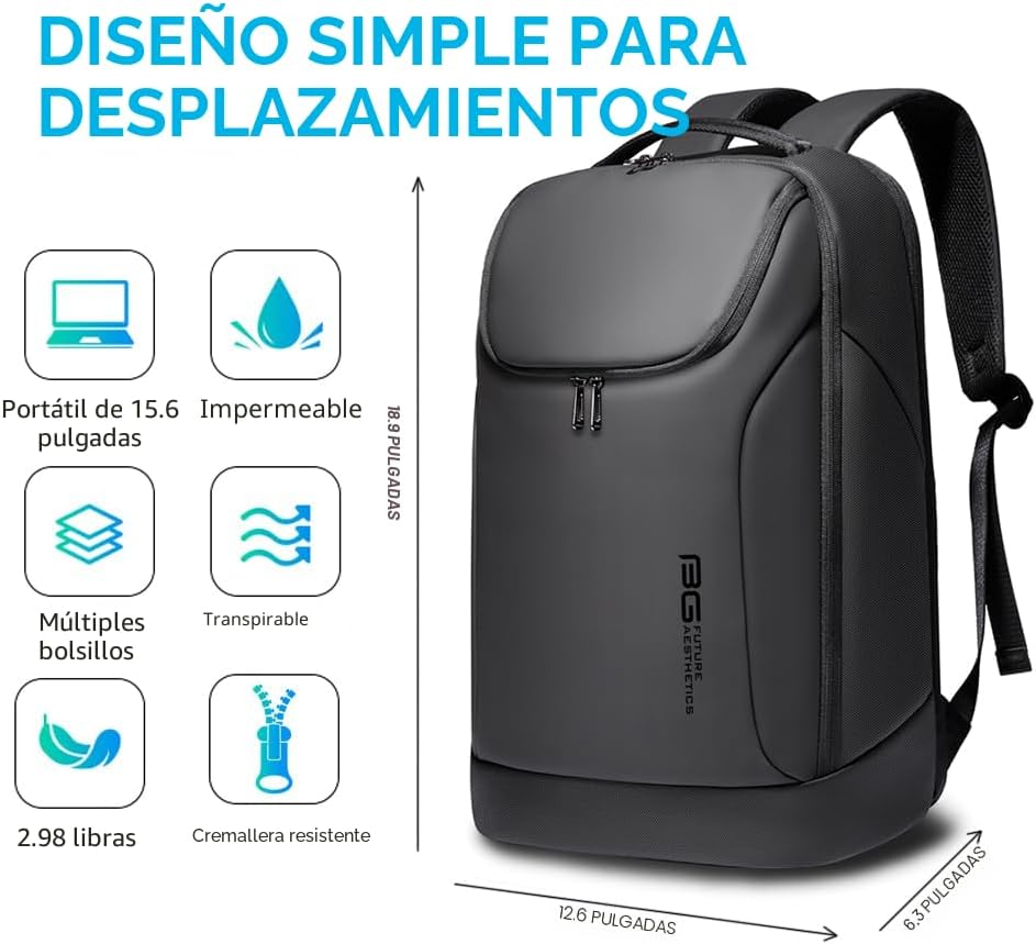 BANGE Mochila inteligente de negocios, impermeable, para laptop de...
