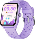 BIGGERFIVE Reloj inteligente para niños sin aplicación, podómetro, ritmo cardíaco, impermeable 5 ATM, monitor de sueño, contador de pasos de calorías, juegos, reloj despertador para niñas de 5 a 14, lila poroso