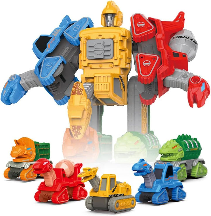 Drefirsa Juguete transformador de dinosaurio 5 en 1, juego de camio...