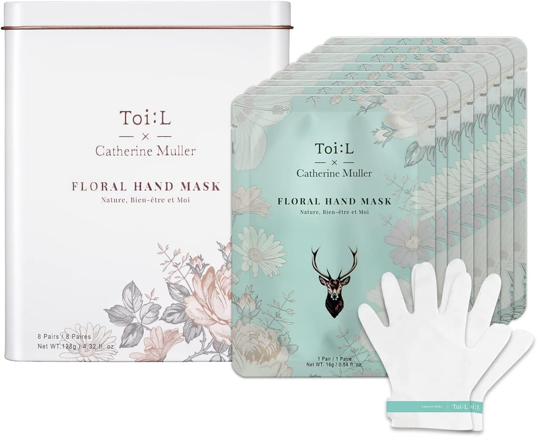 Catherine Muller - Máscara de mano floral 8 pares, guantes hidratan...