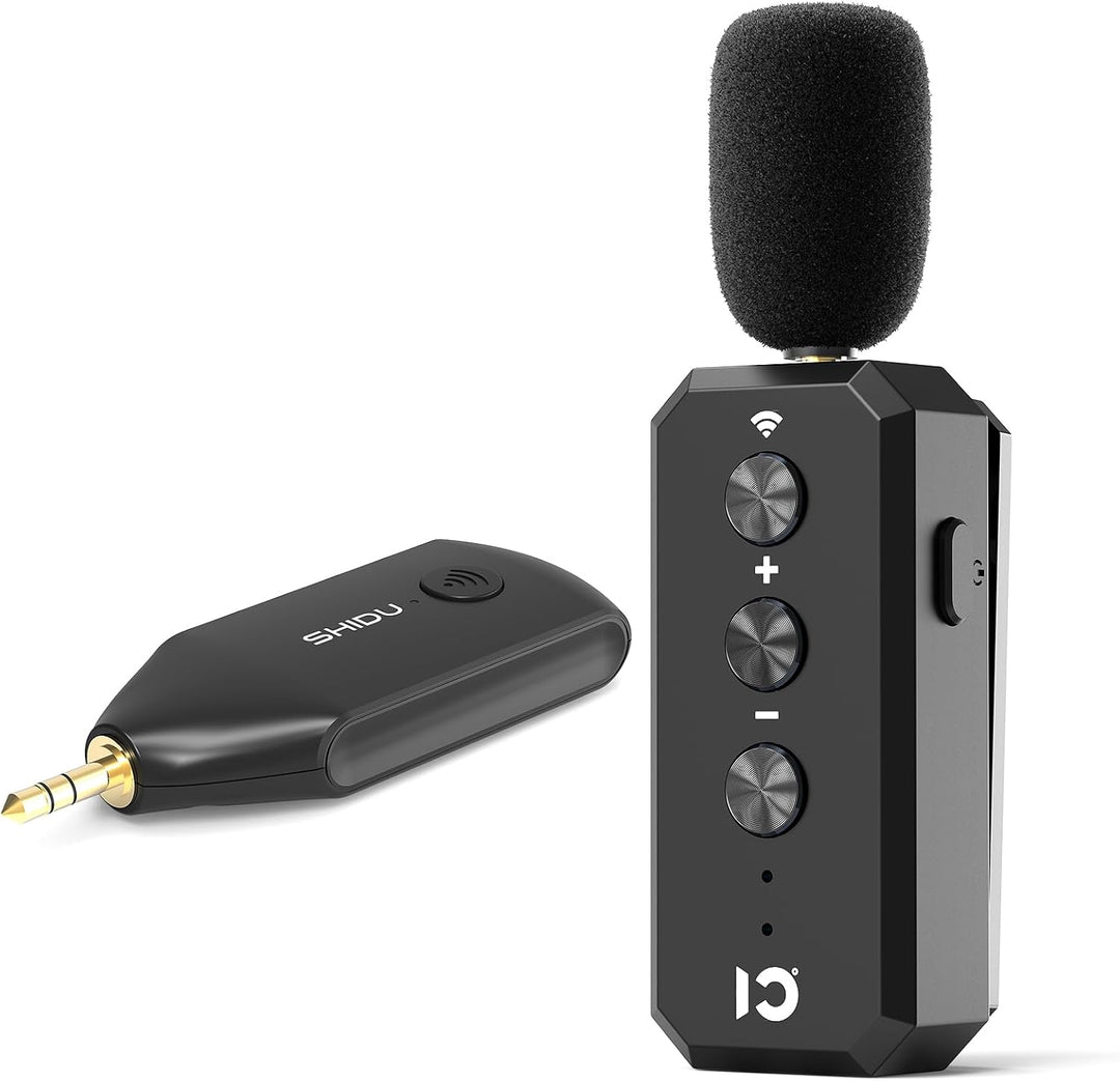 SHIDU Auriculares de micrófono inalámbrico 2.4G Sistema de micrófon...