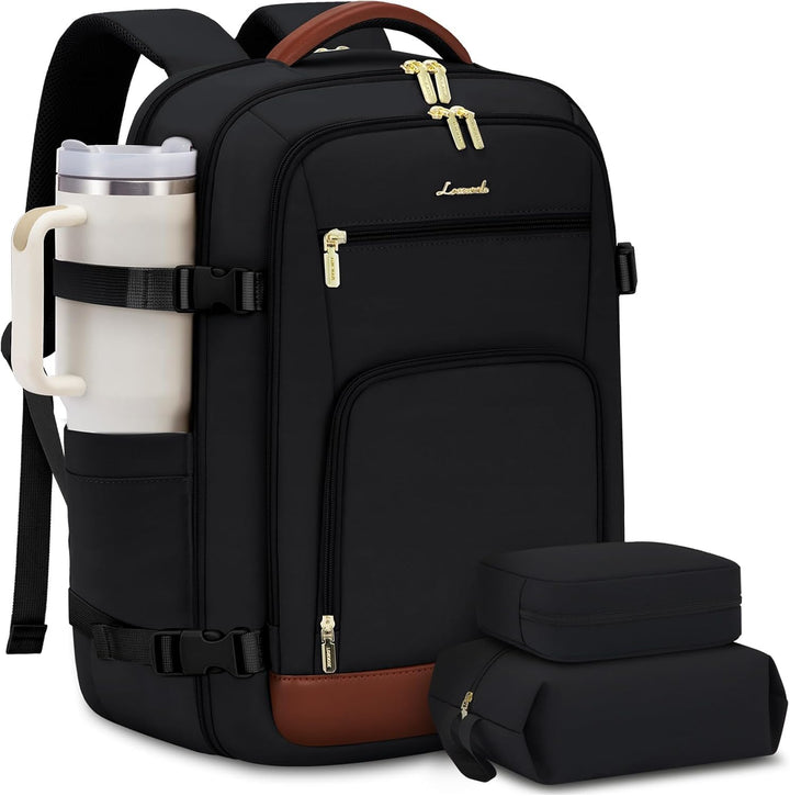 LOVEVOOK Mochila de viaje para mujeres y hombres, Negro, marrón, Mo...
