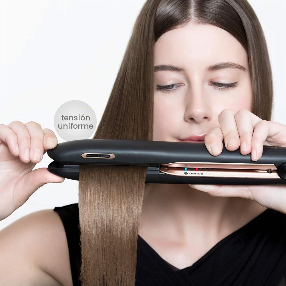 Panasonic Nanoe EH-HS99-K - Plancha plana para cabello sano y brill...