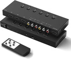 Interruptor HDMI/AV de 5 pulgadas a 1 salida (2 entradas AV+3 entradas HDMI 2.0) convertidor RCA a HDMI para PS1/2/3/4/5, N64, SNES, Switch, DVD, Roku, etc.