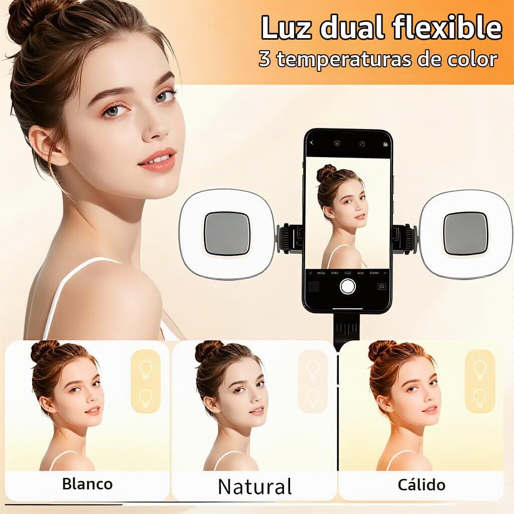 Trípode magnético universal para selfie stick con luz de relleno para
