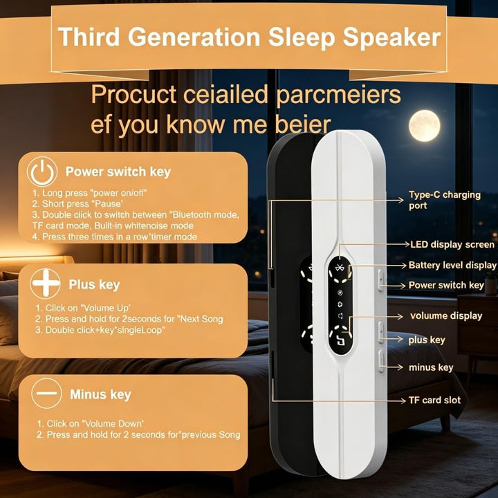 Altavoz de almohada para dormir, mini barra de sueño Bluetooth de c...