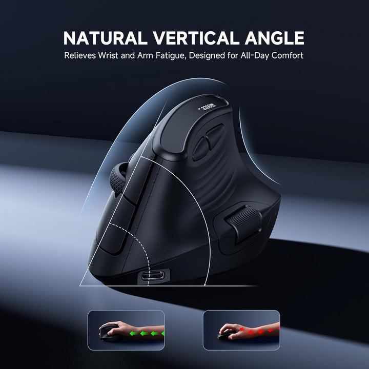 ECHTPower Ratón Vertical Ergonómico, Ratón Inalámbrico Recargable c...