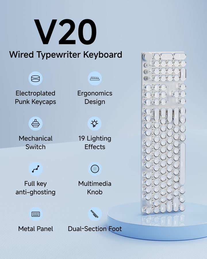 Teclado mecánico estilo máquina de escribir EWEADN, teclados de máq...
