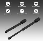 Extensor de toma de corriente eléctrica: cuenta con USB-A, USB-C y 2 salidas de CA, se extiende de 22 a 34 pulgadas, gira tomas de acceso de 180° de difícil acceso, enchufe de pared, mesitas de noche