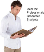 Portafolio de cuero organizador profesional Padfolio - Carpeta de currículum con bolígrafo de lujo, elegante folio de documentos para bloc de escritura tamaño carta con soporte para tarjetas de visita, carteras para hombres y mujeres MOONSTER®
