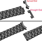 Juntan 20 mm / 22 mm Correa de reloj de acero inoxidable con extremo curvo y extremo recto para hombres y mujeres, correa de reloj de metal, pulsera de repuesto de liberación rápida con hebilla de