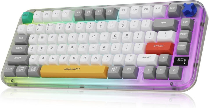 AUSDOM K75pro Teclado cremoso inalámbrico para juegos, teclado de c...