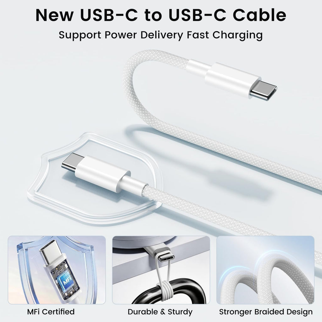 Paquete de 2 cargadores rápidos USB C para iPad Pro de 13/11/12.9 pulgadas, iPad A16/10ª generación, iPad Air de 13/11 pulgadas/5ª/4ª/Mini, cargador de iPad tipo C de 20 W de carga rápida con cable de