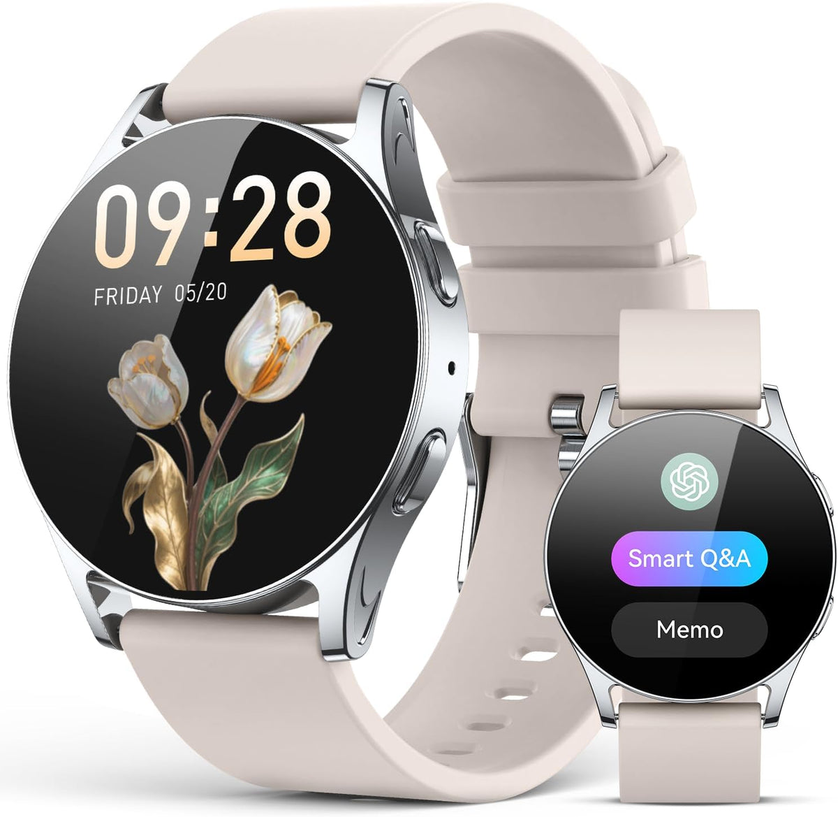 Reloj inteligente para mujeres y hombres, rastreador de actividad AMOLED de 1.614 in para Android iPhone con pantalla siempre encendida, más de 150 deportes, contador de calorías y pasos, monitor de sueño, responder/hacer llamadas (luz de estrellas)