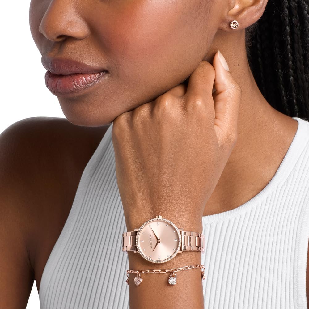 Reloj para mujer Michael Kors Pyper Two-Hand en acero inoxidable tono oro rosa (Modelo: MK7645SET)