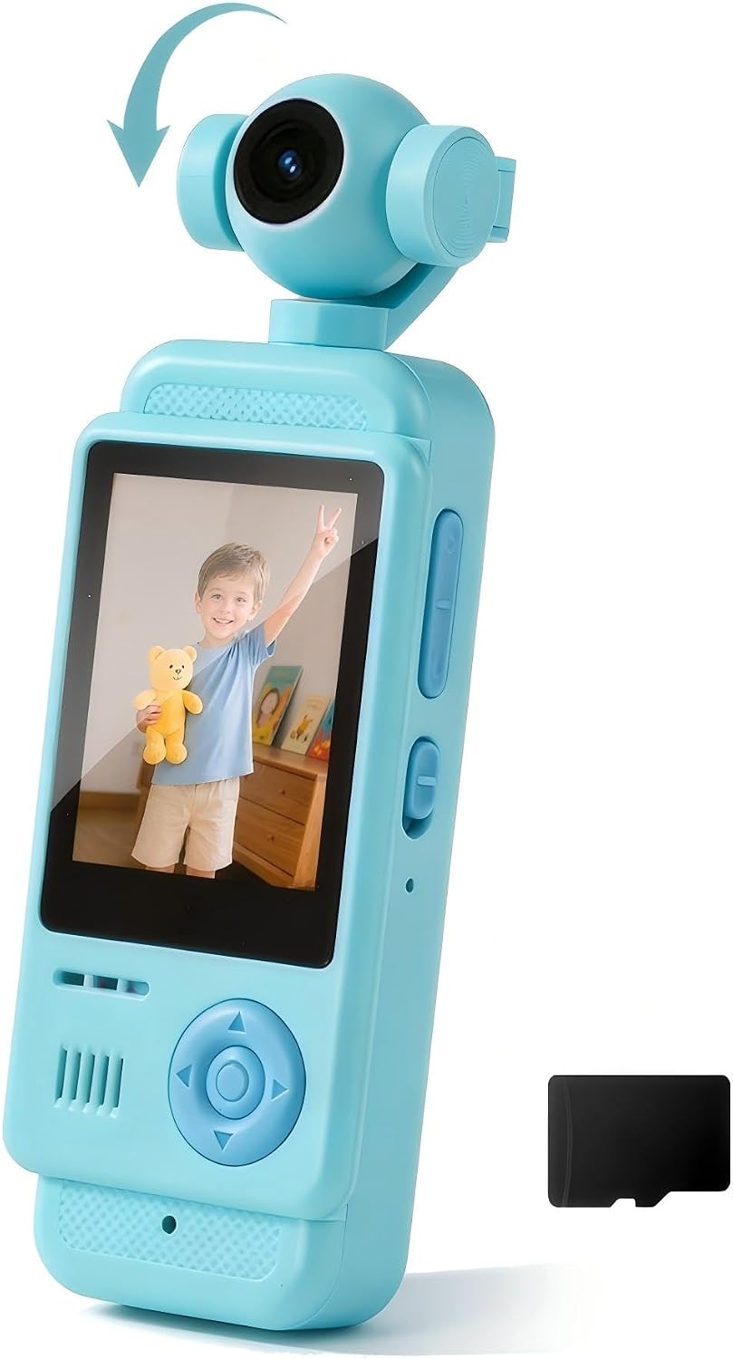 Cámara de mano para niños, cámara digital HD de 44MP 1080P para niños