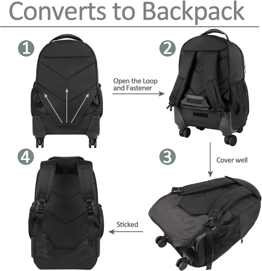 MATEIN Mochila con ruedas, bolsa grande de viaje para laptop de 18...