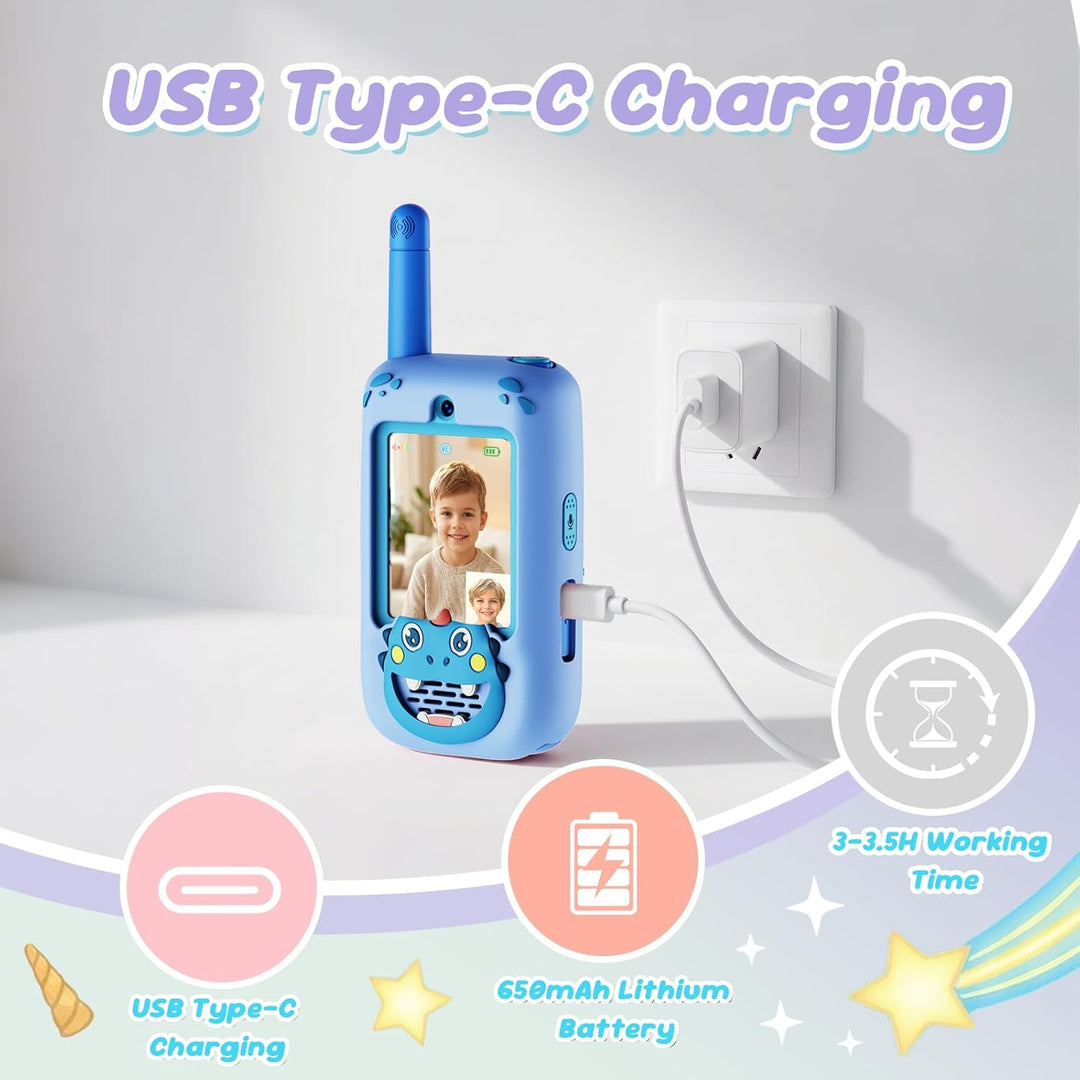 Walkie Talkies de video para niños, paquete de 2 radios bidireccion...