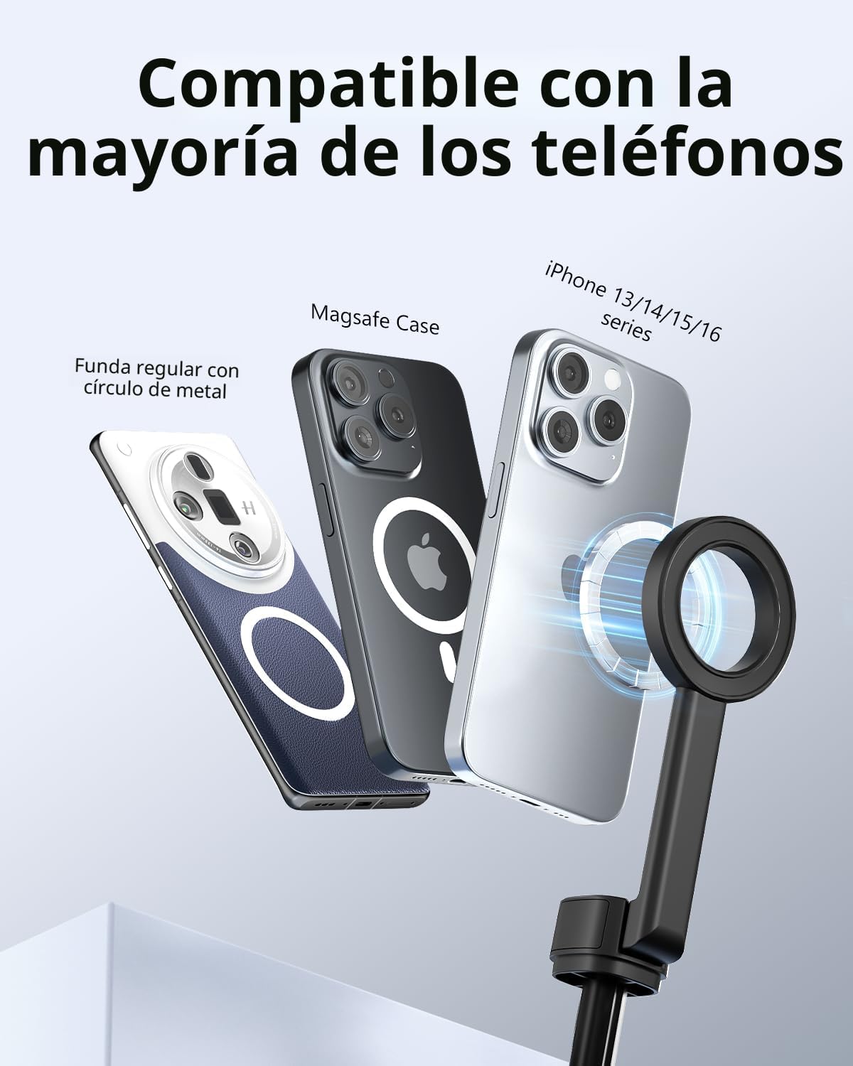 UBeesize Trípode magnético para iPhone con control remoto, soporte extensible de 64 pulgadas para grabación de video/vlogging, N52 fuerte soporte para iPhone 12-15/Android, trípode portátil para selfie de viaje (negro)