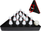 Juego de alfileres de bolos de tejo con 10 pines de bolos de madera dura de alta calidad, bola de boliche triangular Durabel de resina y bolsa de transporte, diversión para juegos de tejo