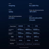 fanxiang SSD NVMe de 500 GB, PCIe Gen4 M.2, hasta 4700 MB\/s, SSD i...