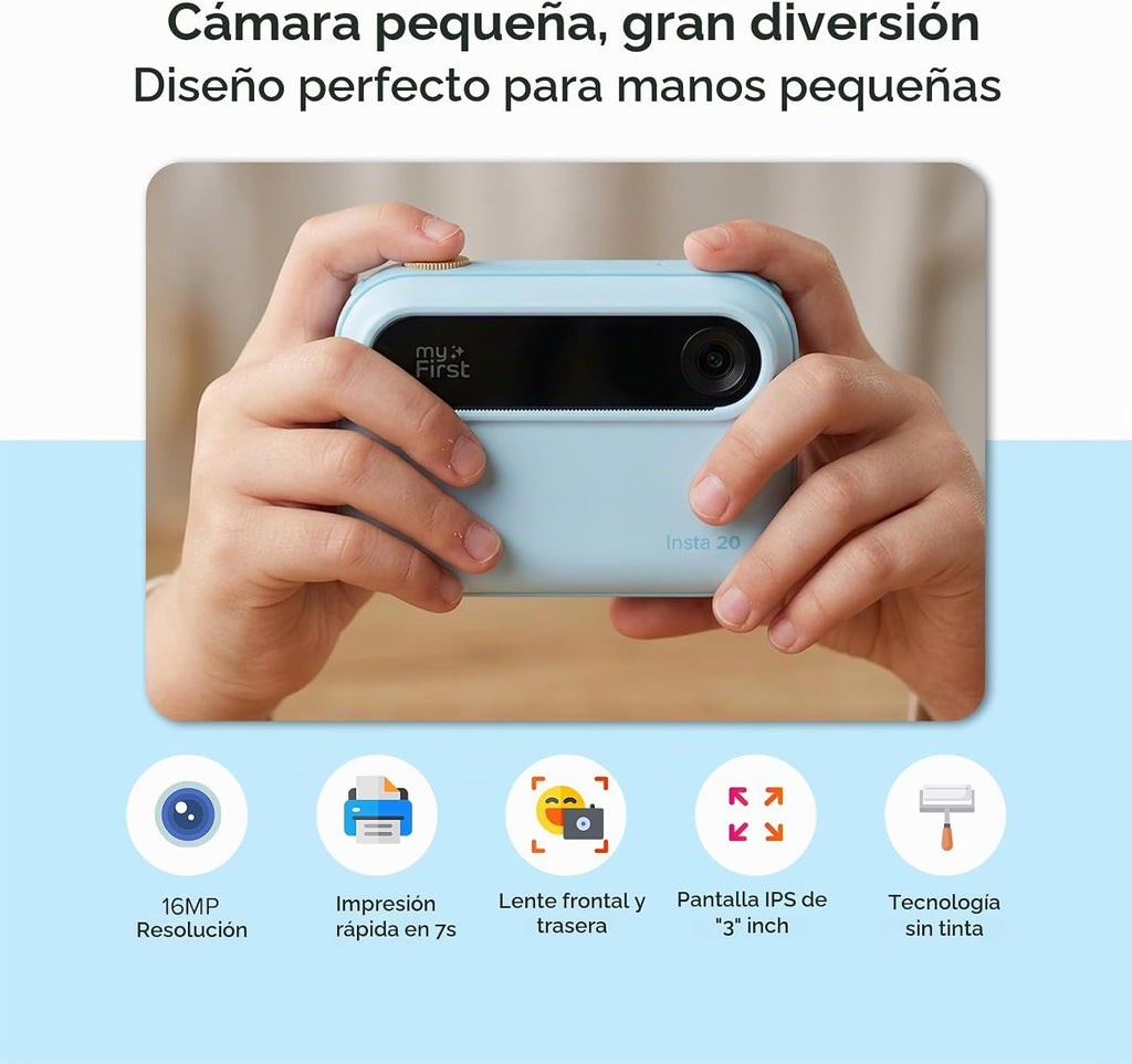 myFirst Cámara de impresión instantánea para niños, 16MP con 9 rollos de