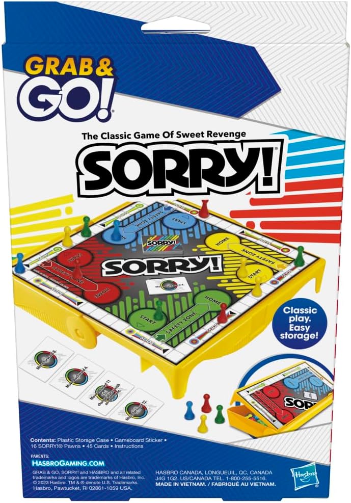 Hasbro Gaming Lo sentimos Juego de mesa de viaje Grab and Go