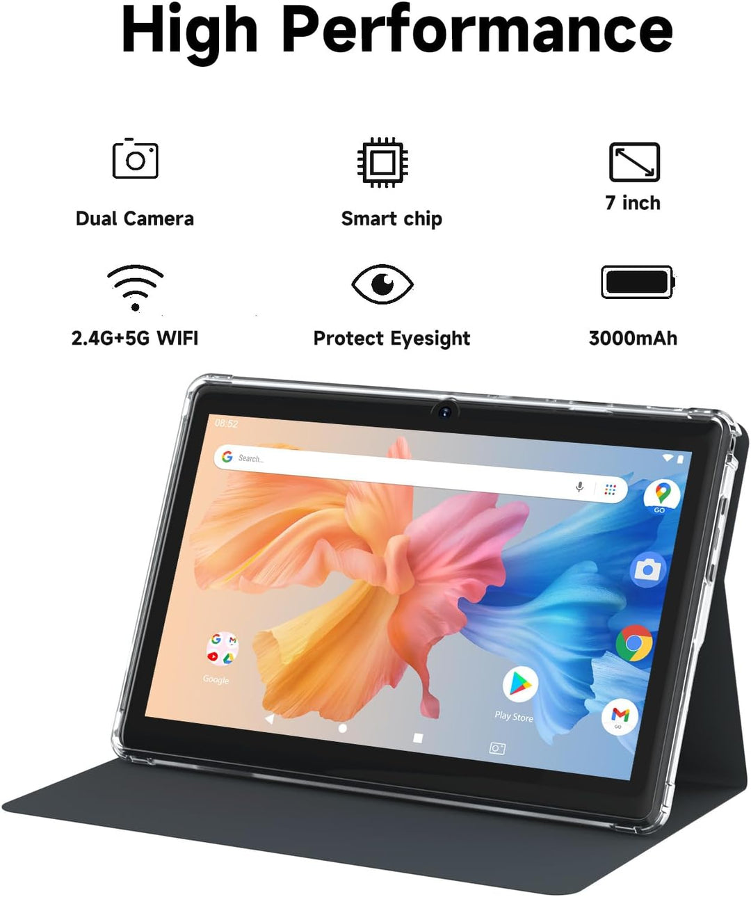 HOTTABLET Tablet Android 14.0 de 7 pulgadas con funda protectora, 8...